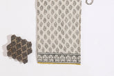 Ivory/Lemon Yellow Pure Cotton Mul Hand Block Saree